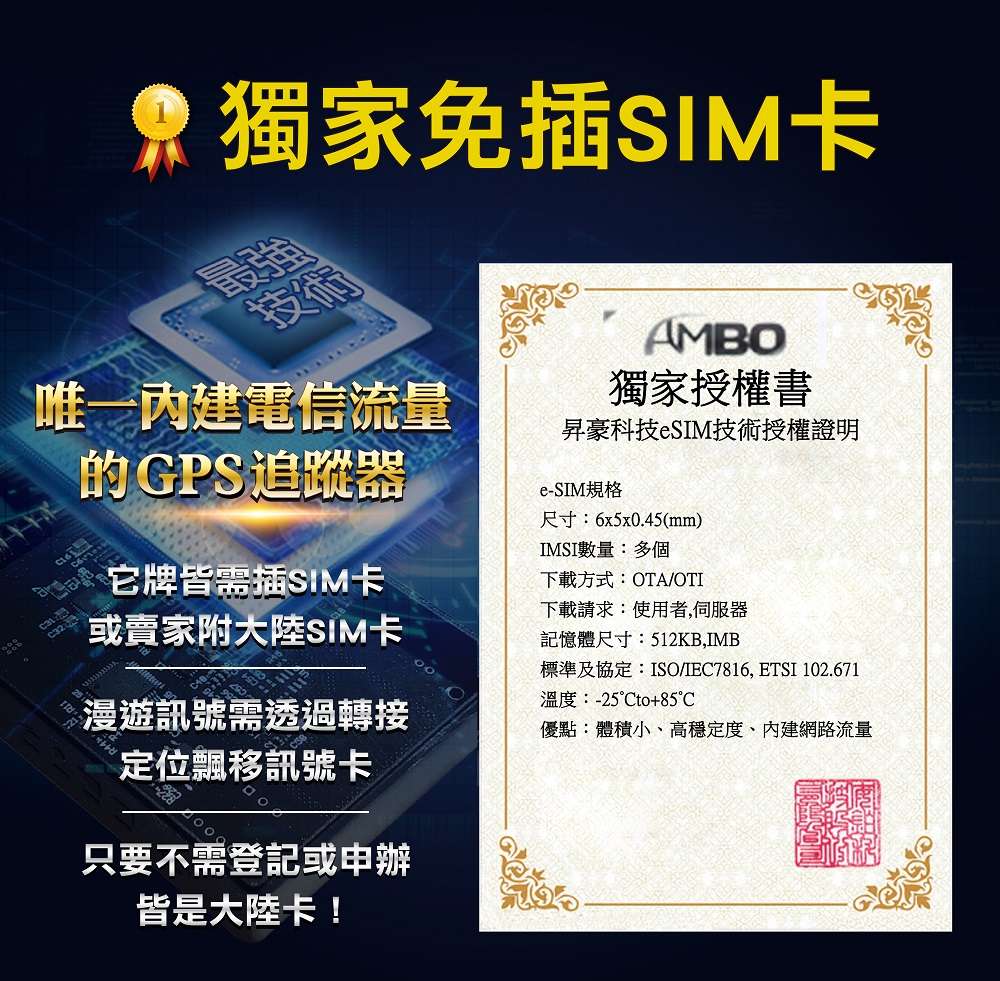 內建4G、免插SIM卡追蹤器